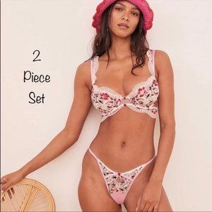 NEW For Love & Lemons Festival Rose Bra and Panty Set of 2 (M) NWT